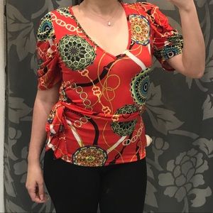 A’gaci Red Chain Print Top
